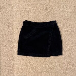 Wraparound Black Corduroy Mini Skirt
